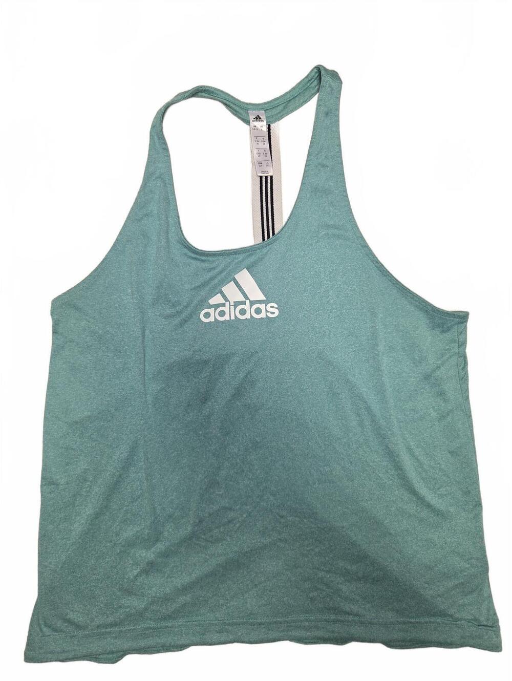 Adidas Teal Green Athletic Racerback Tank Top Striped Back Womens Size S